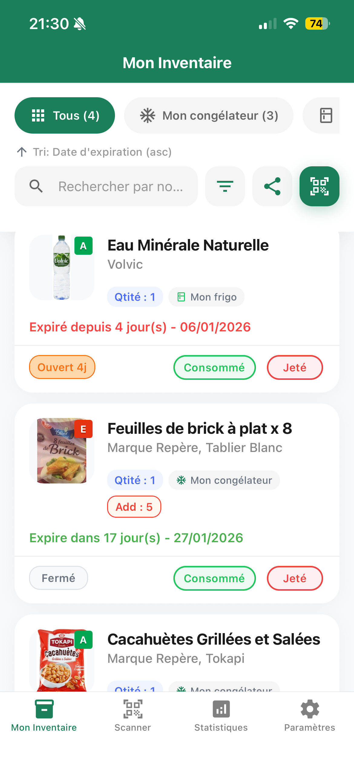 KeepyFood - Capture d'écran de l'application